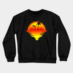 Sunset Silhouette Beach Palm Tree Summer Lover Crewneck Sweatshirt